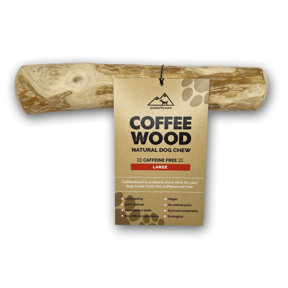 Large Coffee Wood Dog Chew for Dogs Above 50 LBS - peaksnpaws