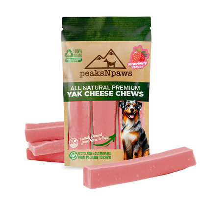 Strawberry Yak Chews One Size Fits All – peaksnpaws