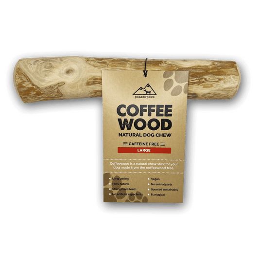 Large Coffee Wood Dog Chew for Dogs Above 50 LBS - peaksnpaws